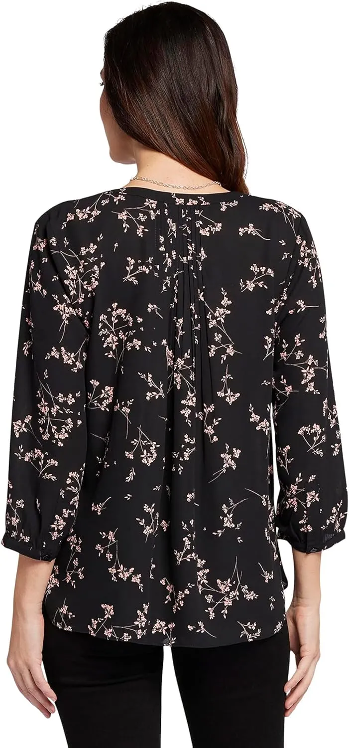 NYDJ Women's Pintuck Blouse 3/4 Sleeve