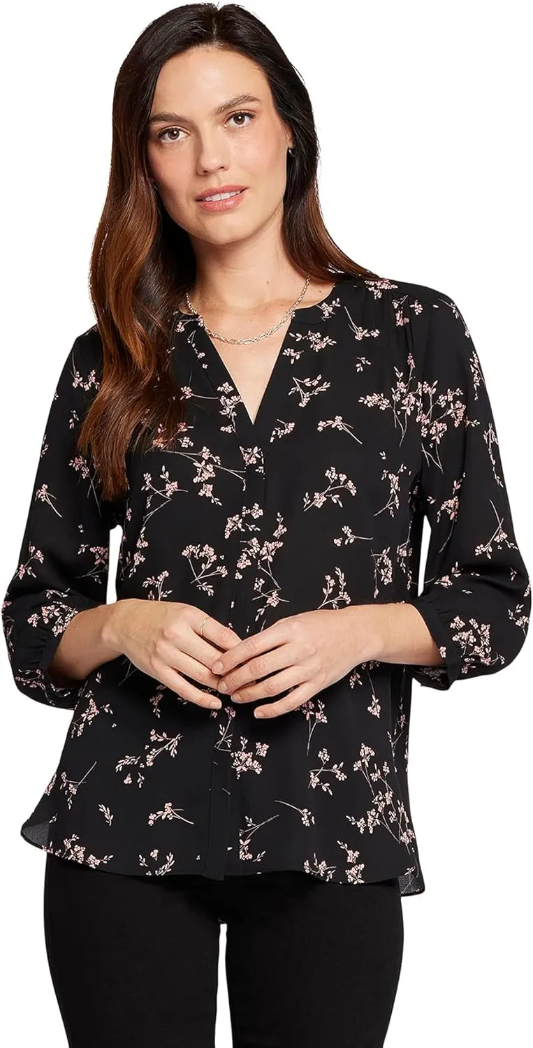 NYDJ Women's Pintuck Blouse 3/4 Sleeve