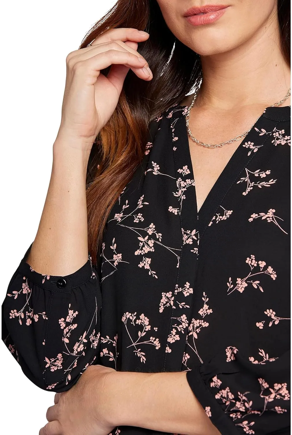 NYDJ Women's Pintuck Blouse 3/4 Sleeve