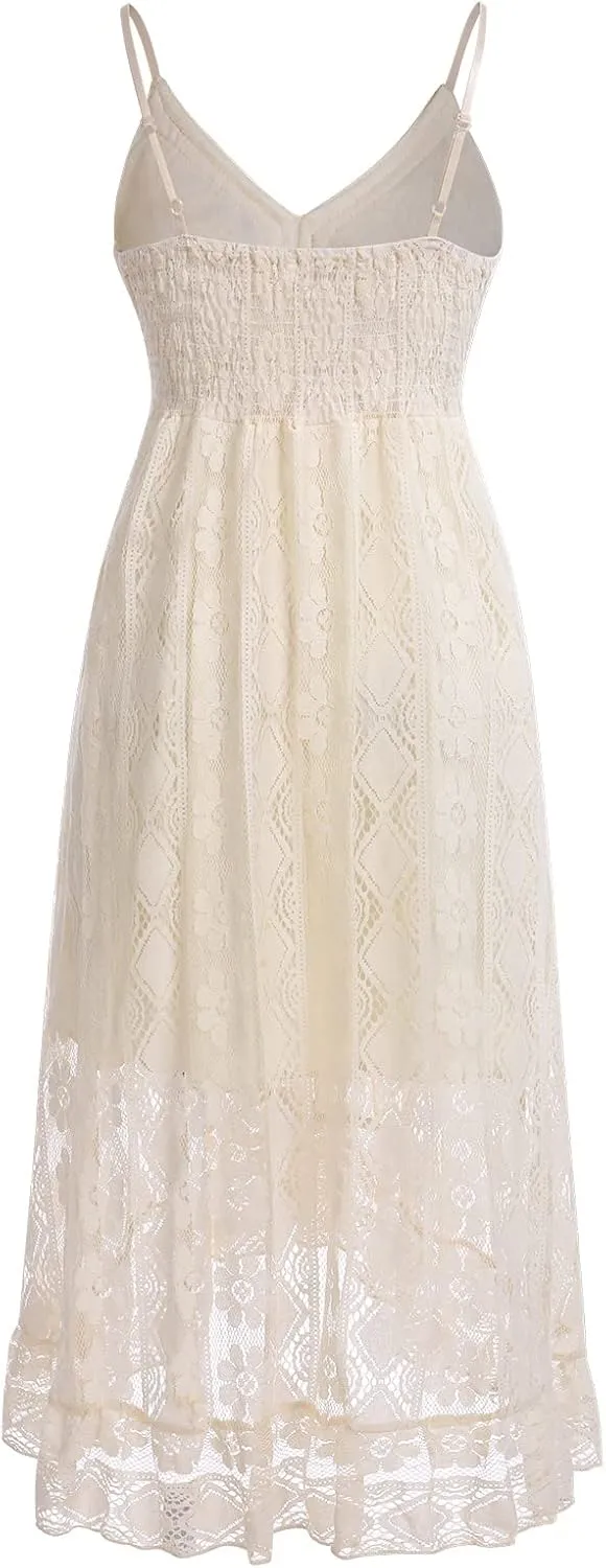 OBEEII Boho Dress for Women, Sleeveless V Neck Lace Up Tassel Summer Beach Maxi Dresses Flowy Long Sundress