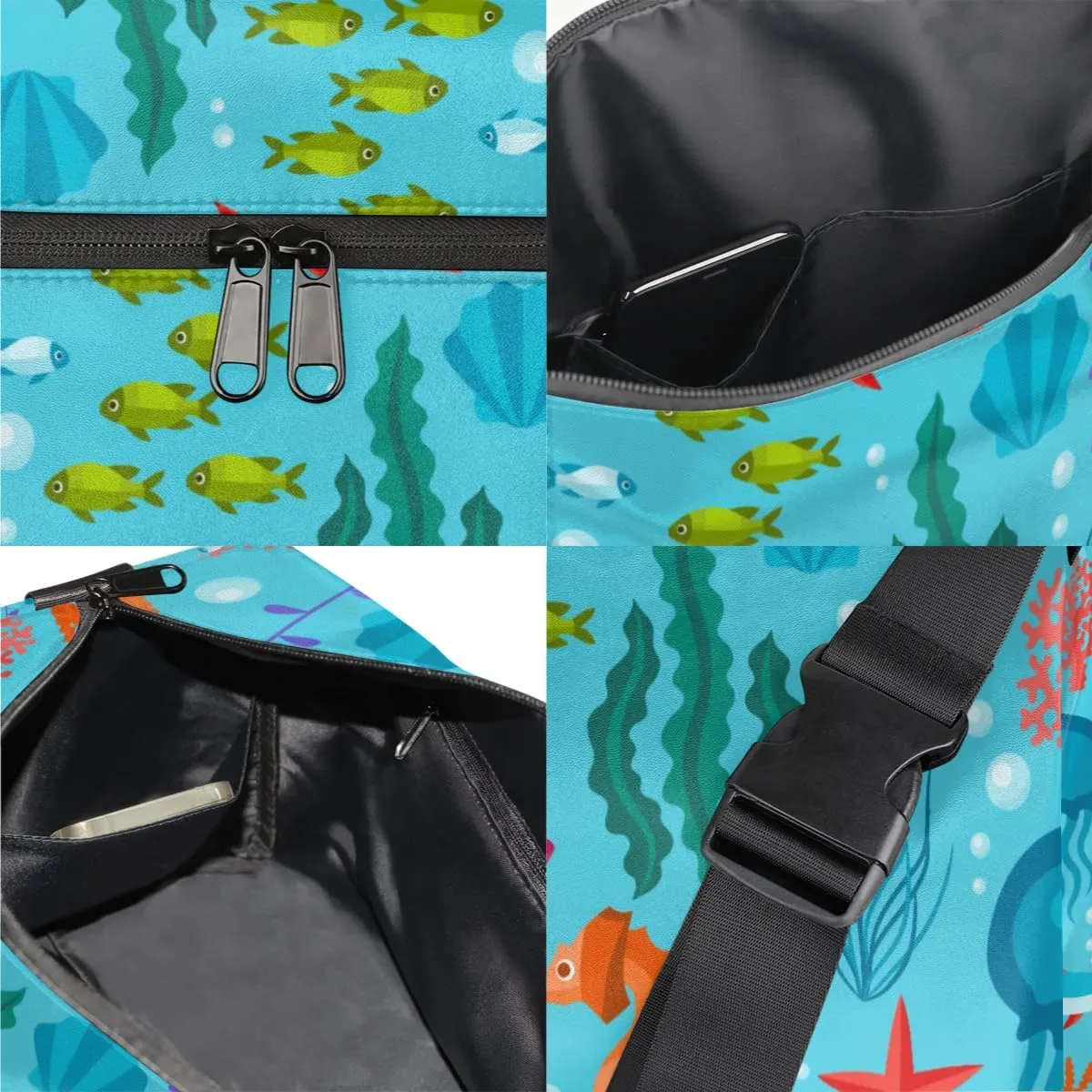 Ocean Seaweed Seahorse Small Gym Bag for Men Women Workout Sport Duffle Bag Waterproof Weekender Overnight Bag Lightweight Carry on Tote Bag Crossbody Shoulder Travel Bag for Swim Yoge Dance