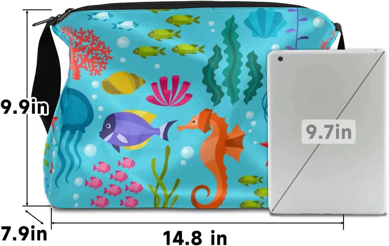 Ocean Seaweed Seahorse Small Gym Bag for Men Women Workout Sport Duffle Bag Waterproof Weekender Overnight Bag Lightweight Carry on Tote Bag Crossbody Shoulder Travel Bag for Swim Yoge Dance