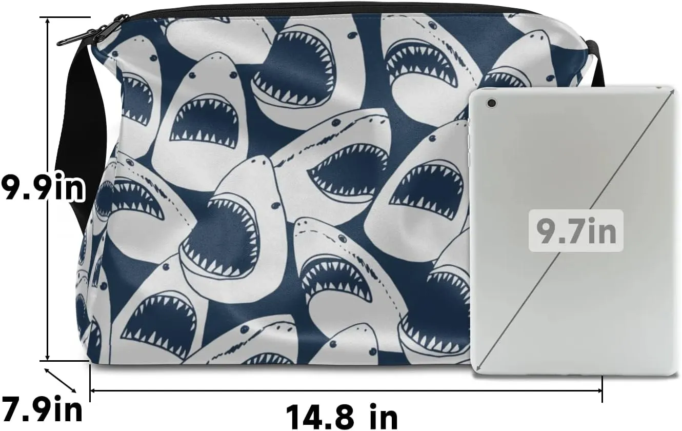 Ocean Shark Animal Small Gym Bag for Men Women Workout Sport Duffle Bag Waterproof Weekender Overnight Bag Lightweight Carry on Tote Bag Crossbody Shoulder Travel Bag for Swim Yoge Dance