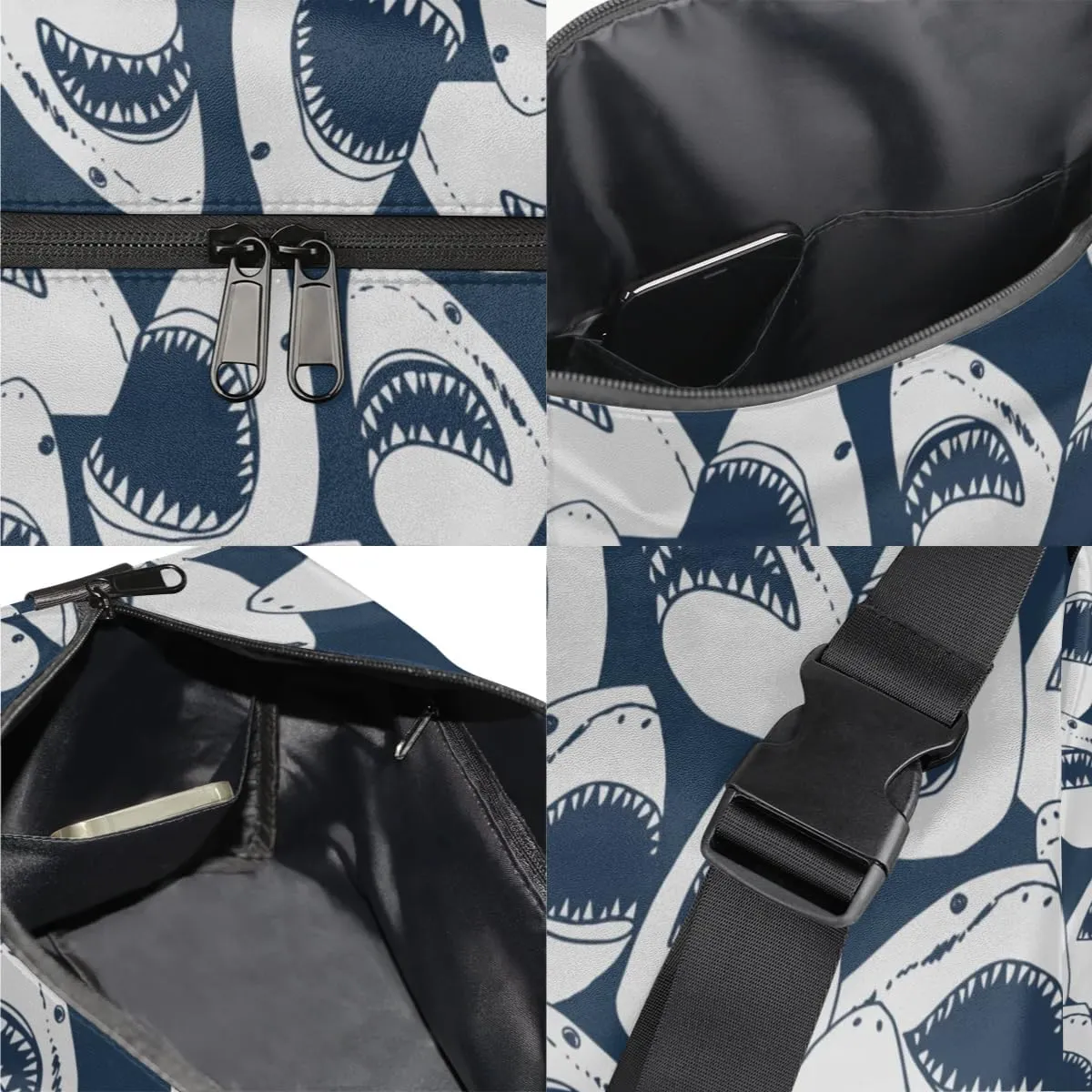Ocean Shark Animal Small Gym Bag for Men Women Workout Sport Duffle Bag Waterproof Weekender Overnight Bag Lightweight Carry on Tote Bag Crossbody Shoulder Travel Bag for Swim Yoge Dance
