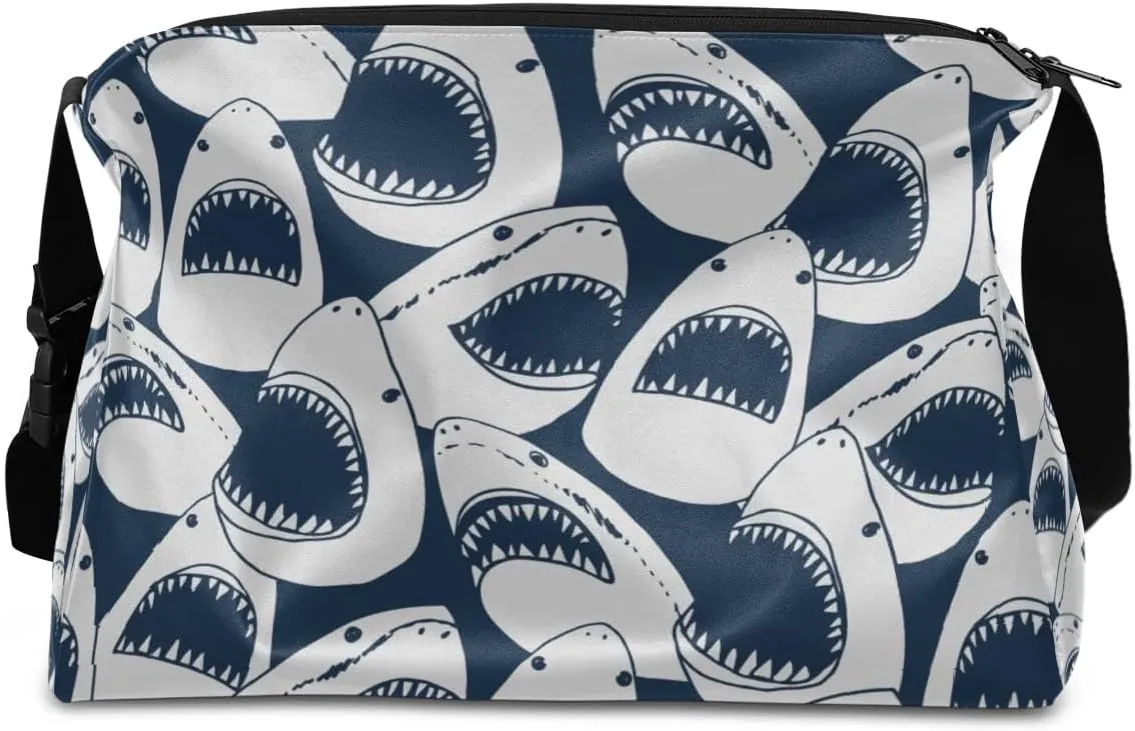 Ocean Shark Animal Small Gym Bag for Men Women Workout Sport Duffle Bag Waterproof Weekender Overnight Bag Lightweight Carry on Tote Bag Crossbody Shoulder Travel Bag for Swim Yoge Dance