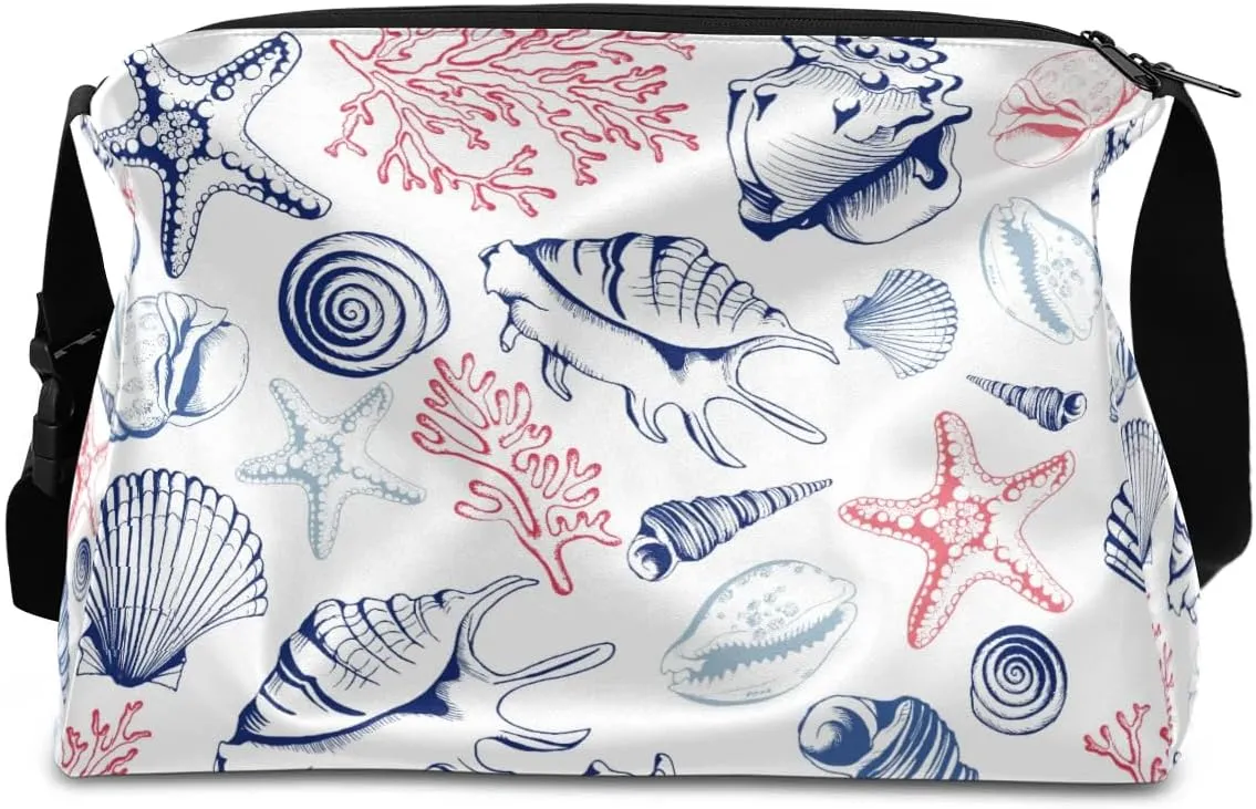 Ocean Shell Coral Small Gym Bag for Men Women Workout Sport Duffle Bag Waterproof Weekender Overnight Bag Lightweight Carry on Tote Bag Crossbody Shoulder Travel Bag for Swim Yoge Dance