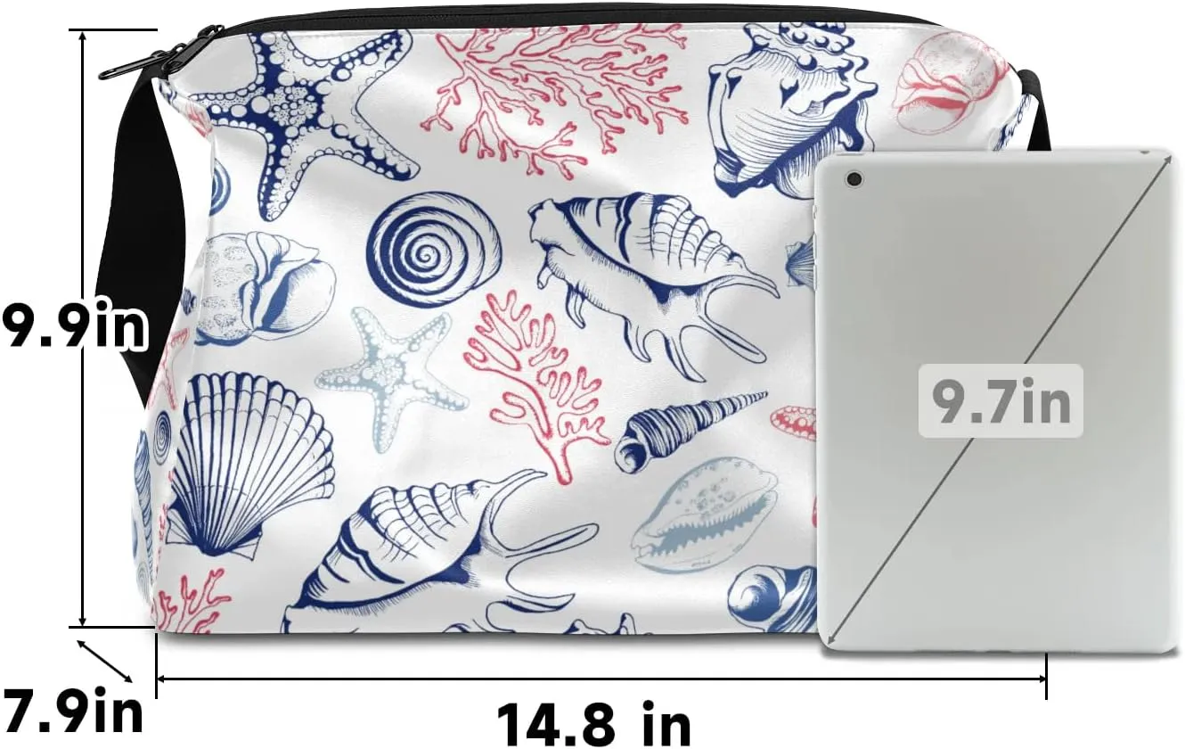 Ocean Shell Coral Small Gym Bag for Men Women Workout Sport Duffle Bag Waterproof Weekender Overnight Bag Lightweight Carry on Tote Bag Crossbody Shoulder Travel Bag for Swim Yoge Dance