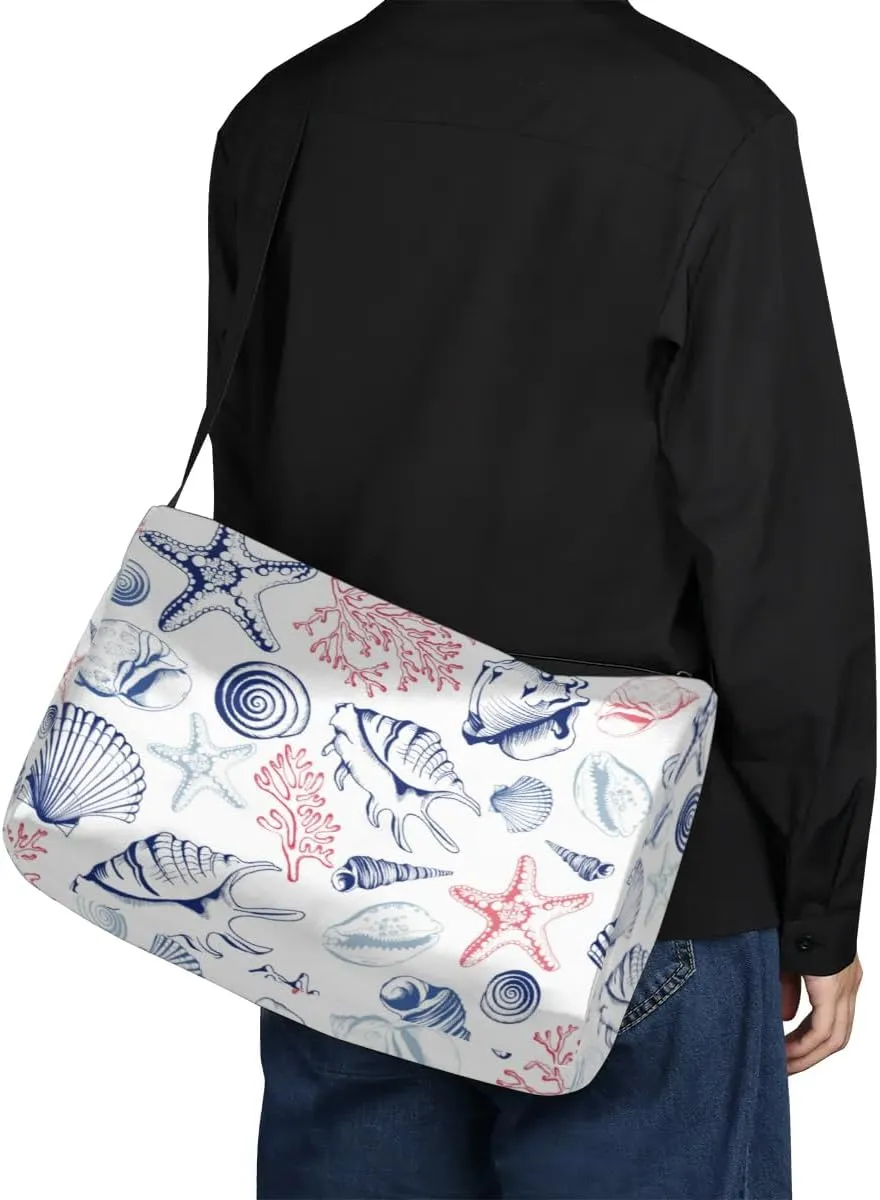 Ocean Shell Coral Small Gym Bag for Men Women Workout Sport Duffle Bag Waterproof Weekender Overnight Bag Lightweight Carry on Tote Bag Crossbody Shoulder Travel Bag for Swim Yoge Dance
