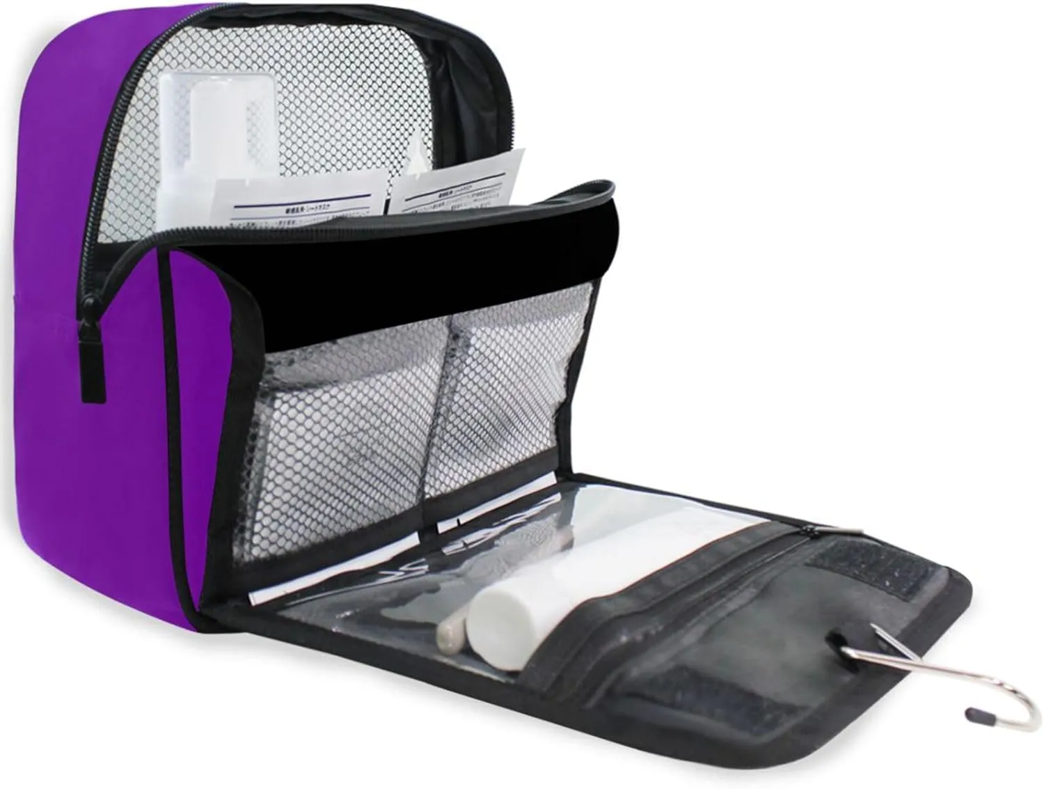 ODAWA Toiletry Bags Pansy Makeup Storage Bag with Hooks Travel Toiletry Makeup Bag for Women