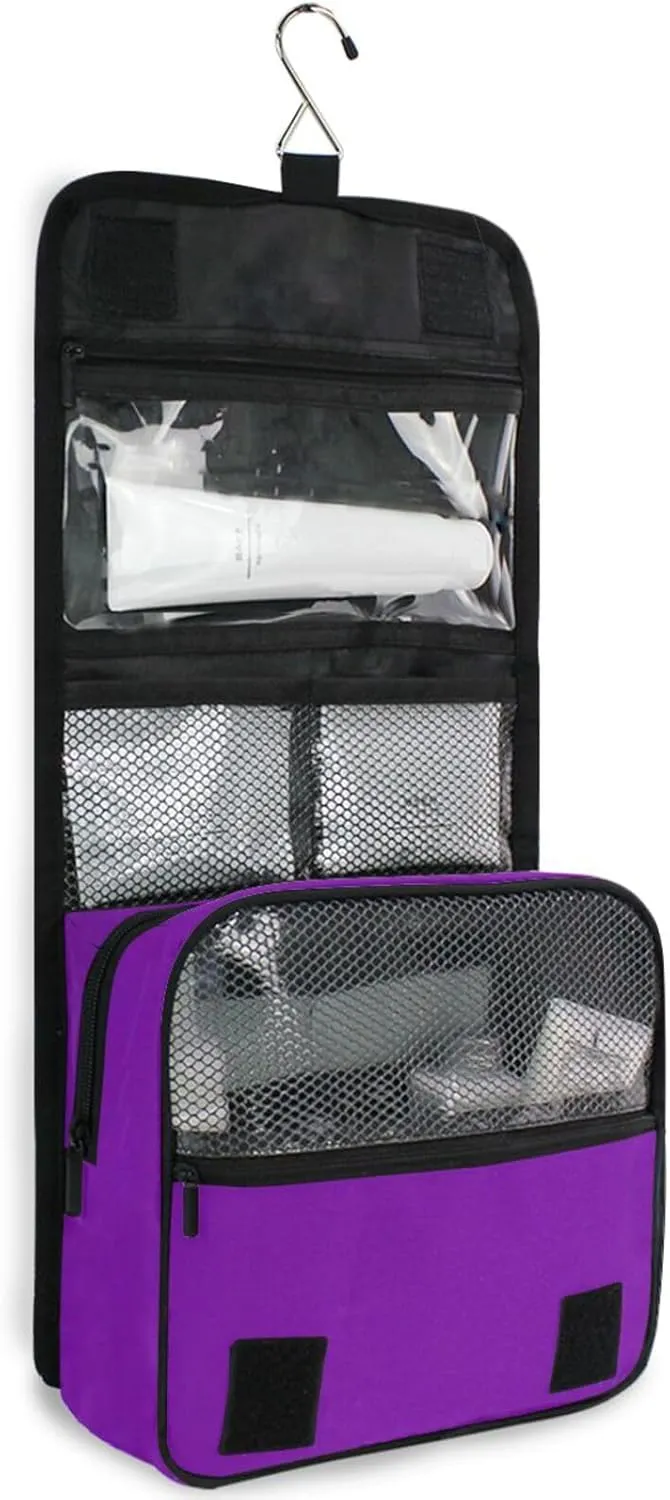 ODAWA Toiletry Bags Pansy Makeup Storage Bag with Hooks Travel Toiletry Makeup Bag for Women
