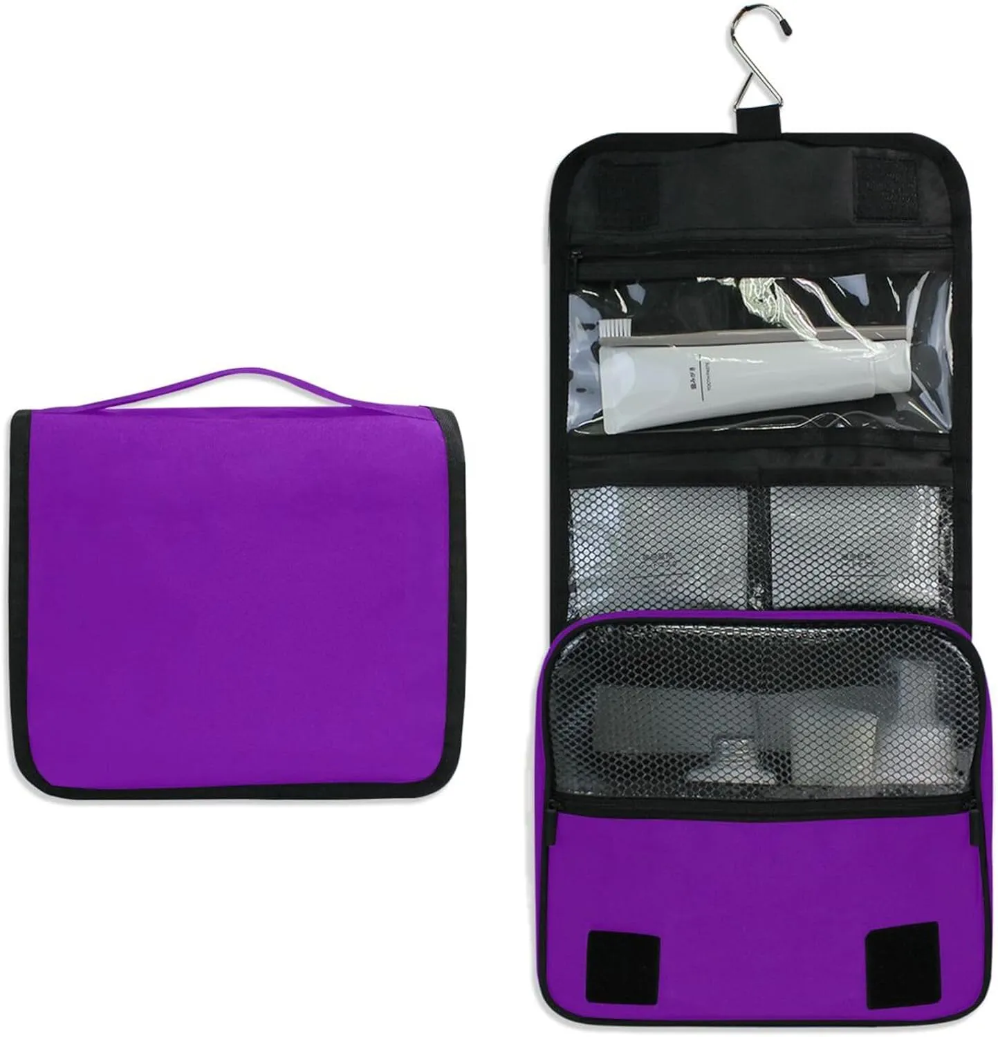 ODAWA Toiletry Bags Pansy Makeup Storage Bag with Hooks Travel Toiletry Makeup Bag for Women