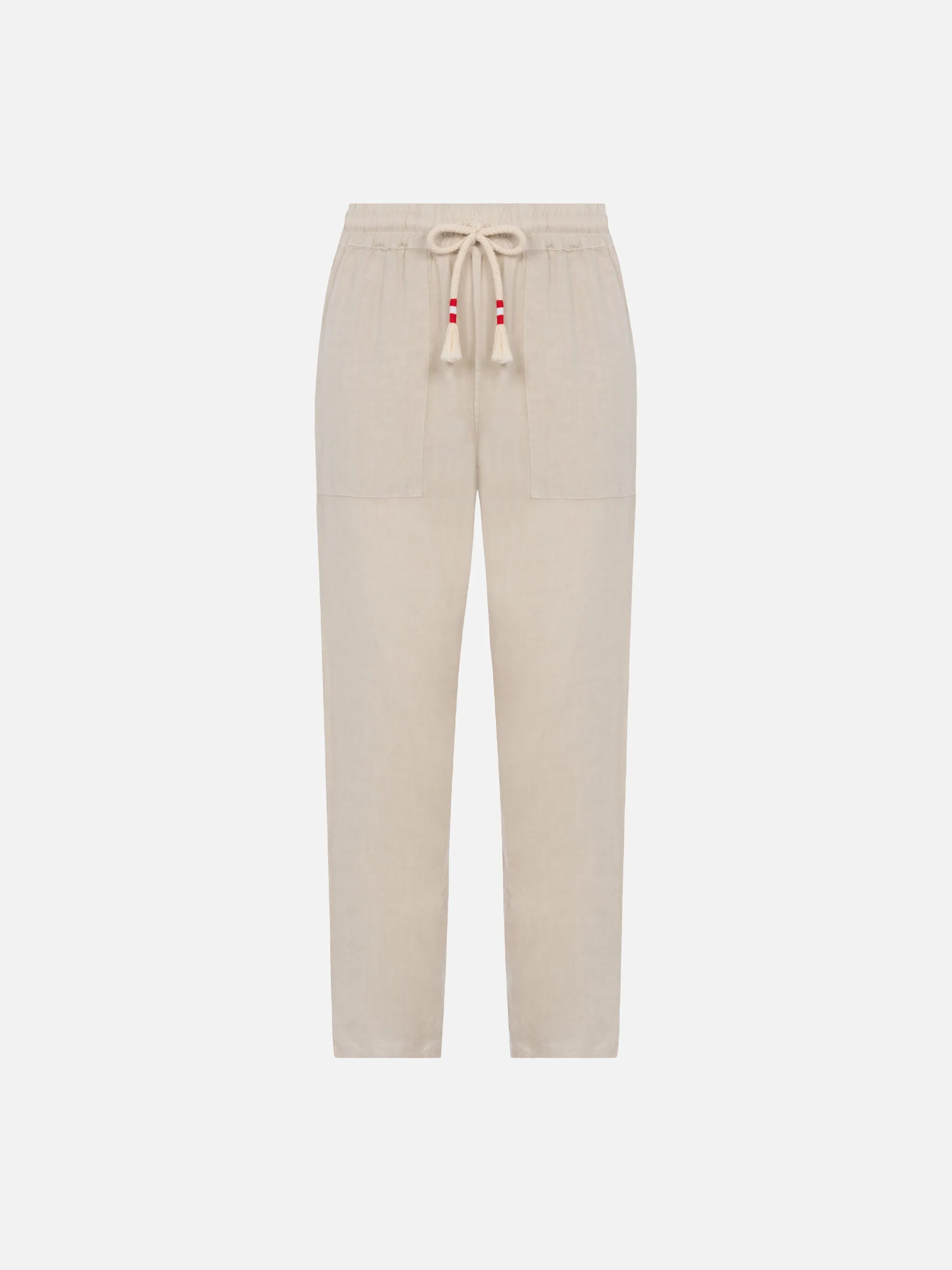 Off-white linen pants Calais with drawstring
