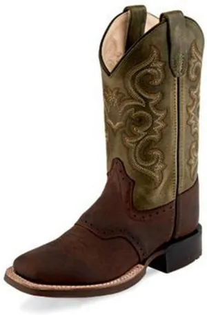 Old West Boy's Broad Square Toe Western Boot