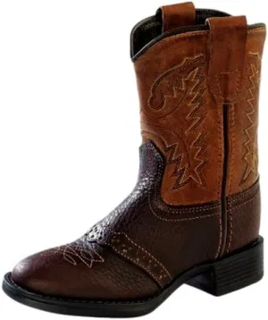 Old West Toddler-Boys' Ultra Flex Thunder Cowboy Boot Round Toe Brown 7 D(M) US