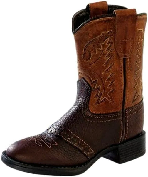 Old West Toddler-Boys' Ultra Flex Thunder Cowboy Boot Round Toe Brown 7 D(M) US