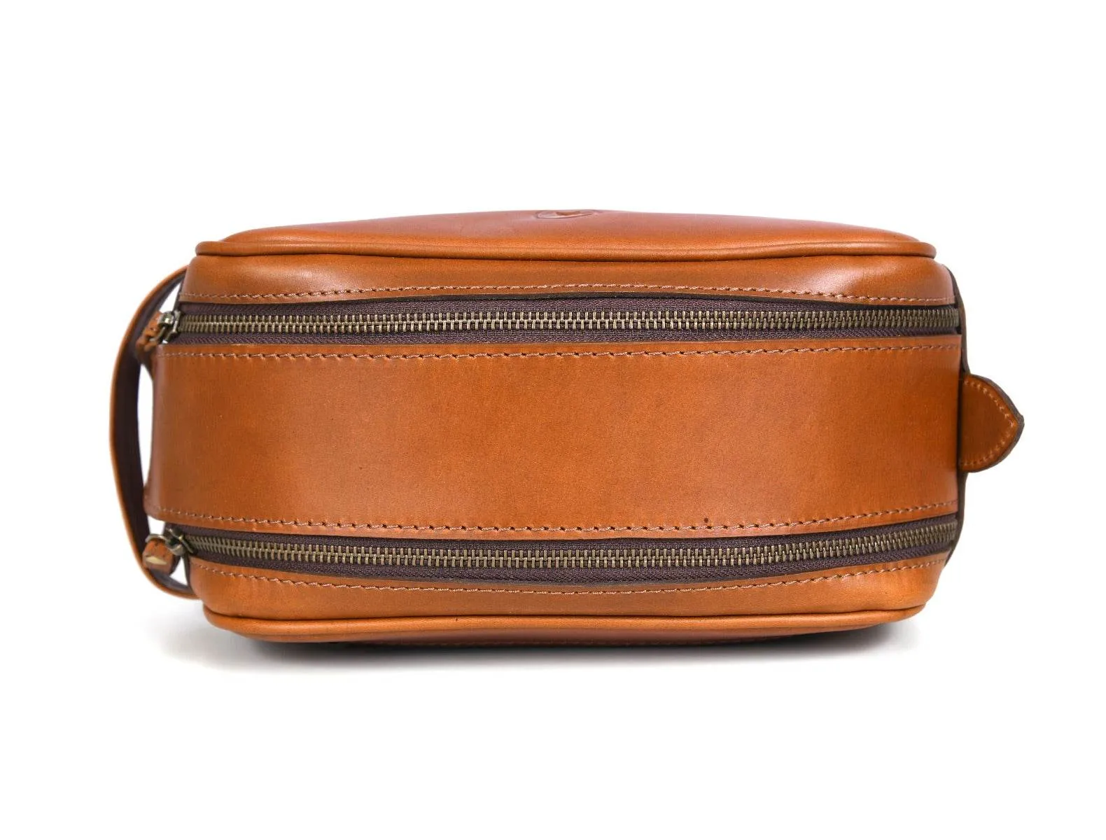 Omaha Leather Toiletry Bag - Cinnamon Brown