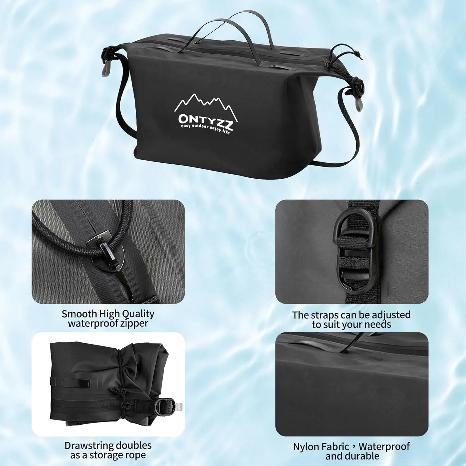 ONTYZZ Travel Toiletry Bag Makeup Bag with Handle Waterproof Cosmetic bag with strap for Toiletries Carry-on Travel Accessories Essentials,1 Black