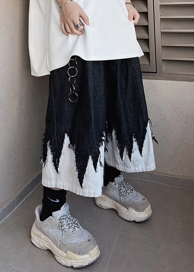 Original Black Patchwork Summer Men Design Shorts Denim Cool