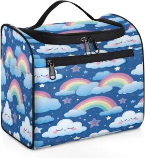 OSAM SPACE Cute Rainbow Cloud Hanging Toiletry Bag for Women Men, Night Star Large Capacity Travel Cosmetic Bag Makeup Organizer for Shampoo Bathroom Shower