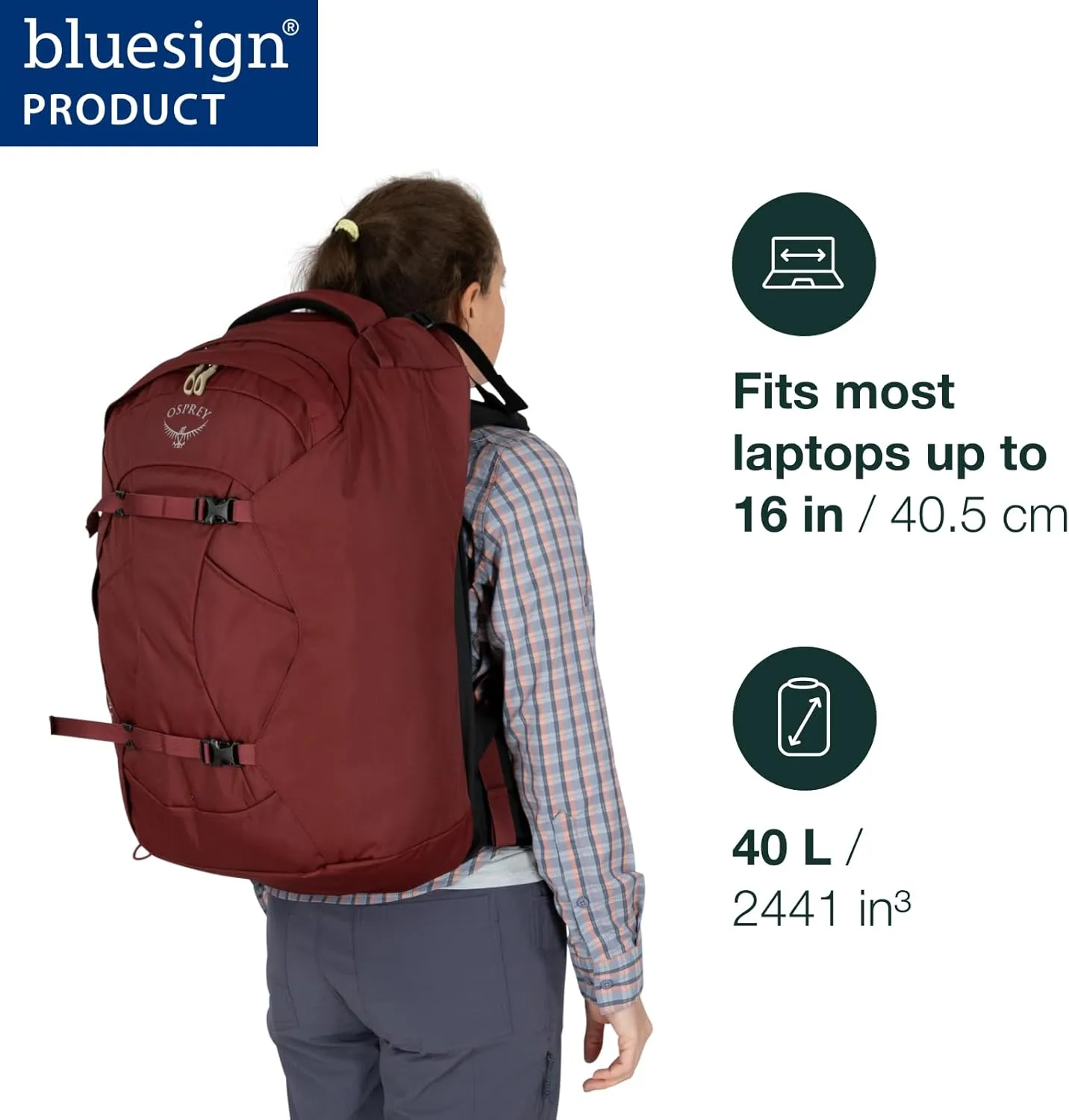 Osprey Fairview 40L Women's Travel Backpack, Winter Night Blue
