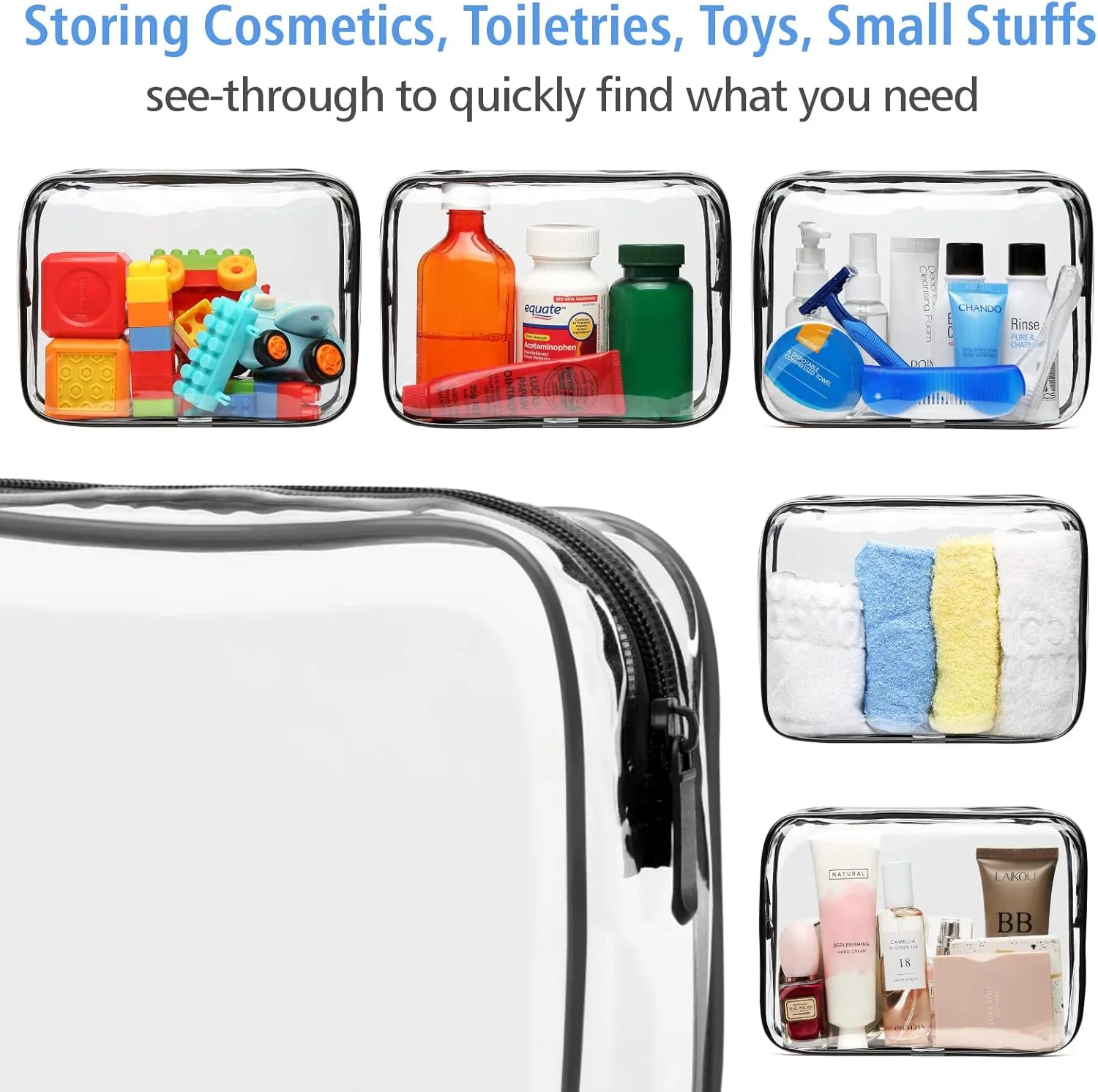 PACKISM Clear Makeup Bag - 2 Packs TSA Approved Toiletry Bag for Women Quart Size Travel Bag TSA Approved, Clear Toiletry Bags for Traveling