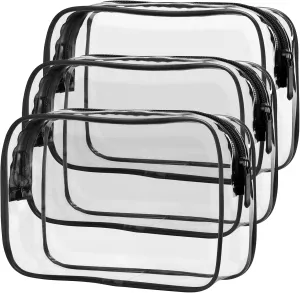 PACKISM Clear Makeup Bag - 2 Packs TSA Approved Toiletry Bag for Women Quart Size Travel Bag TSA Approved, Clear Toiletry Bags for Traveling