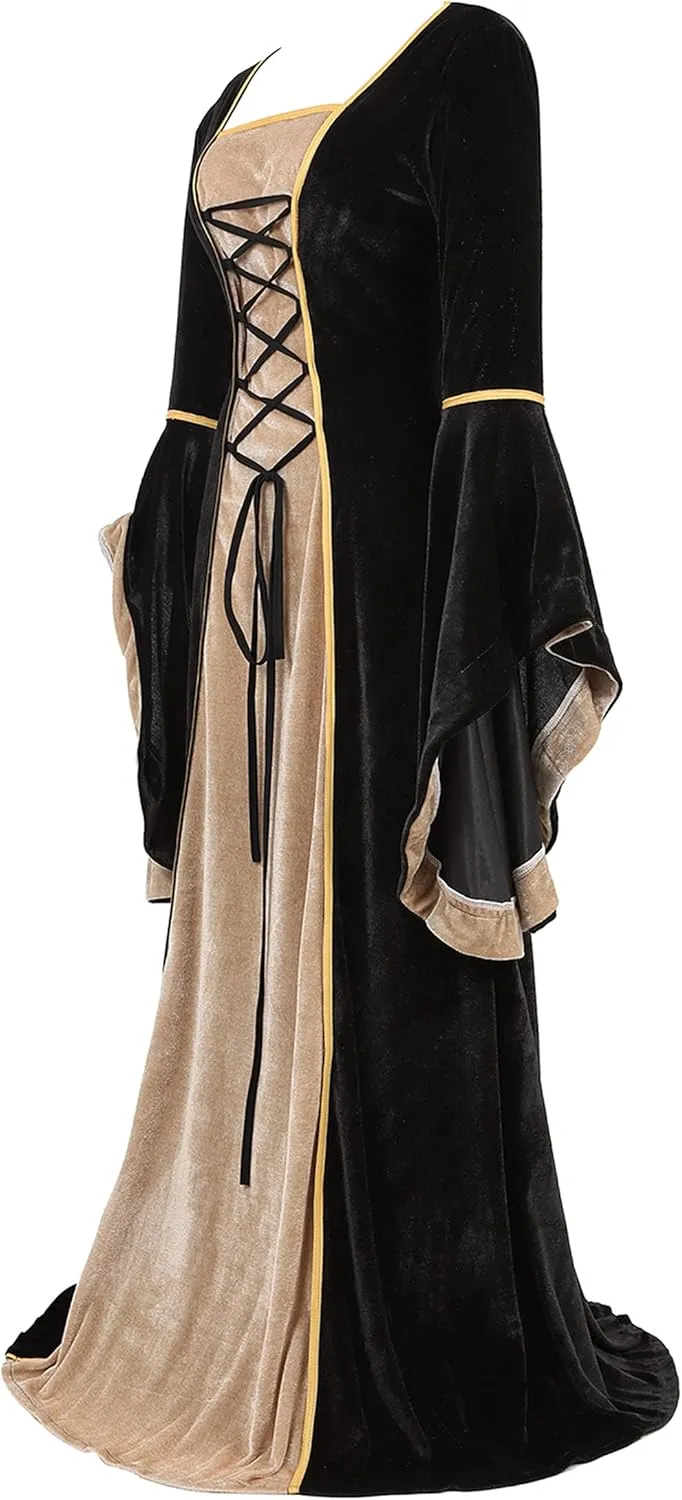 Parlsdy Renaissance Costume Women Velvet Irish Dress Medieval Witch Costumes Victorian Faire Costumes