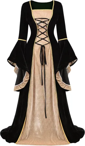Parlsdy Renaissance Costume Women Velvet Irish Dress Medieval Witch Costumes Victorian Faire Costumes
