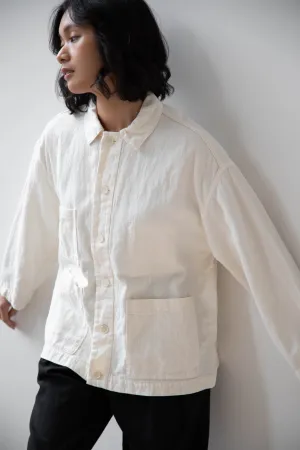 Pas de Calais | Cotton Linen Satin Coverall Jacket Natural