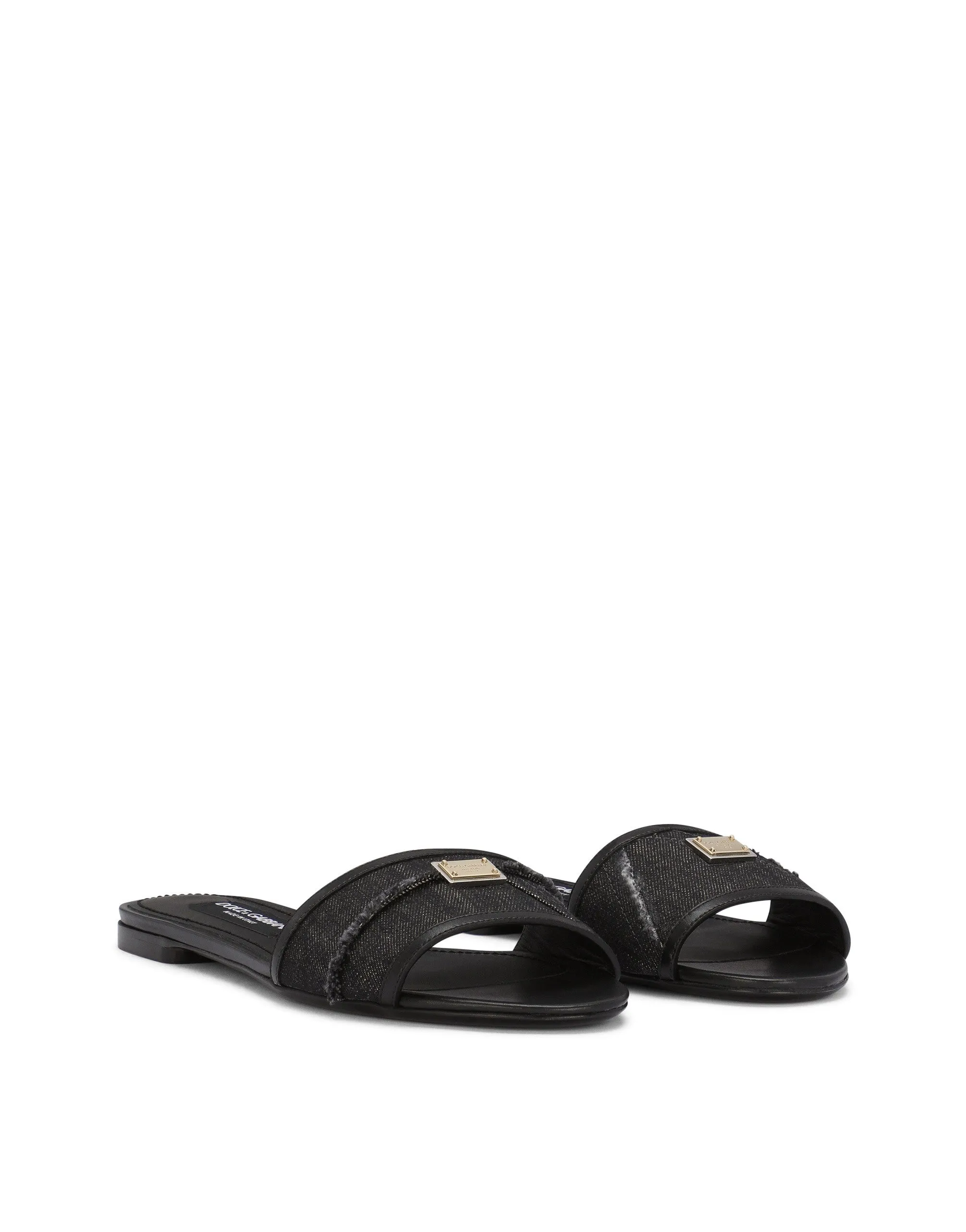 Patchwork denim sliders
