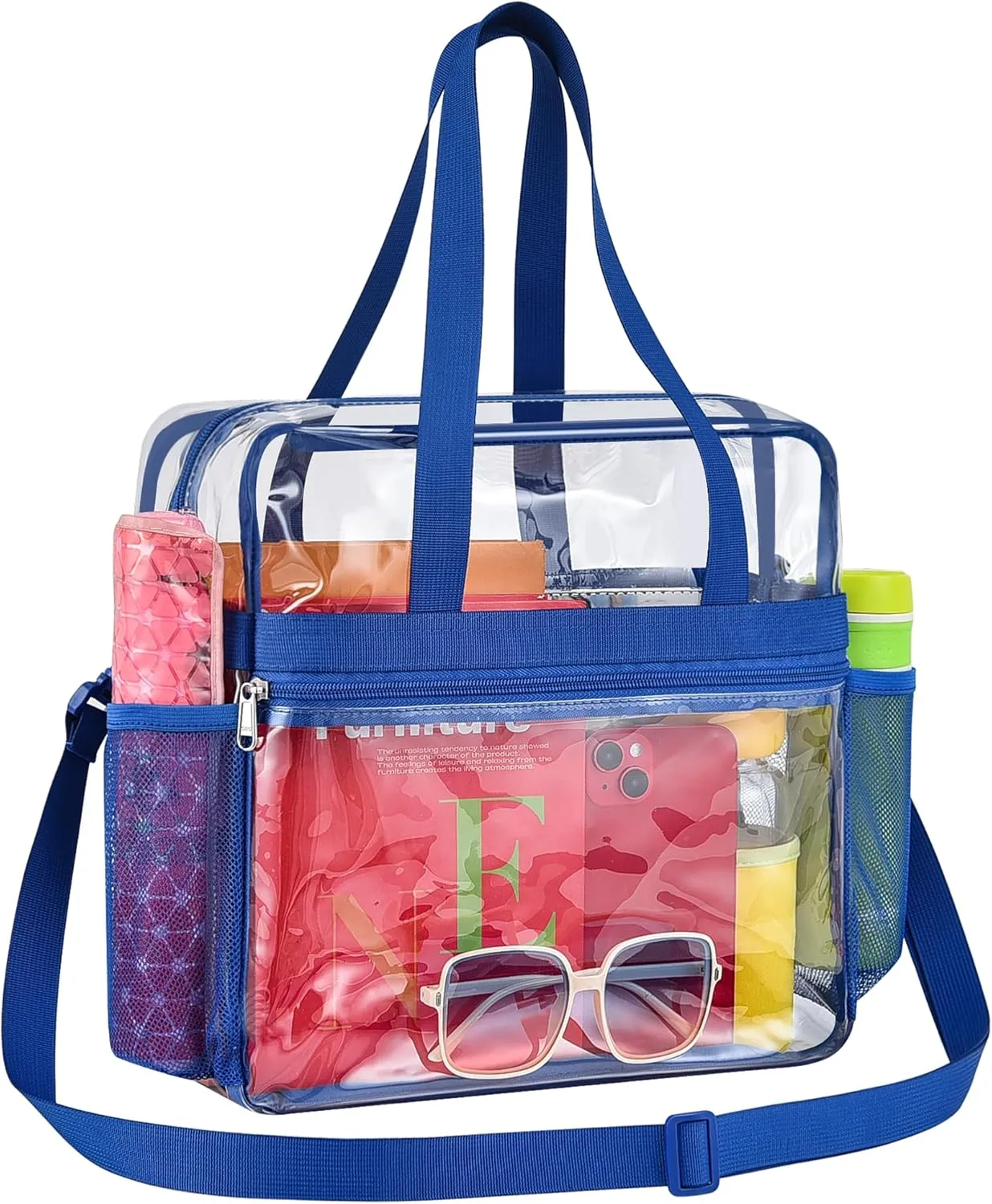 Paxiland Clear Bag for Stadium Events 12x6x12, Clear Tote Bag with Reinforced Strap, Transparent Bag for Sports Concert