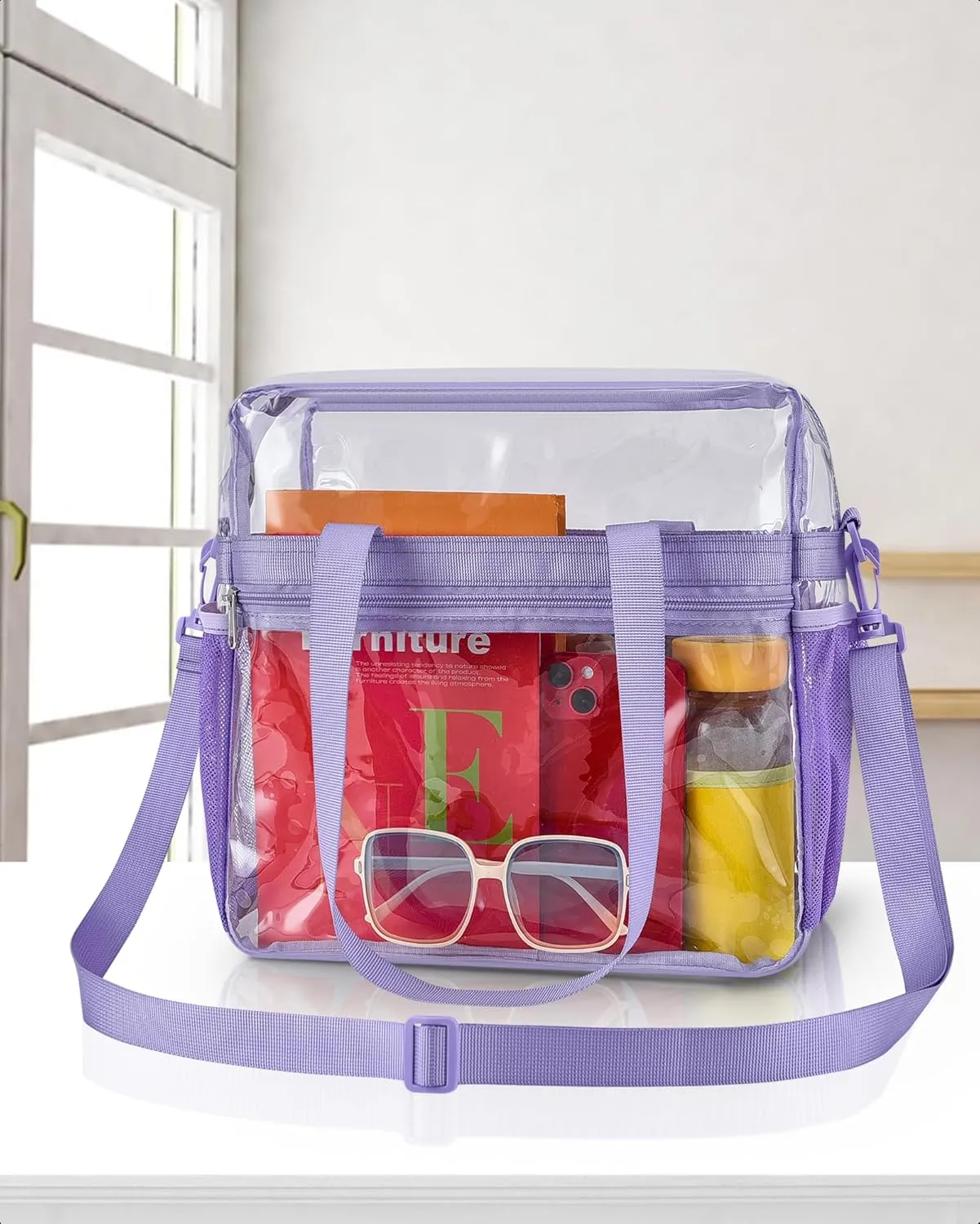 Paxiland Clear Bag for Stadium Events 12x6x12, Clear Tote Bag with Reinforced Strap, Transparent Bag for Sports Concert