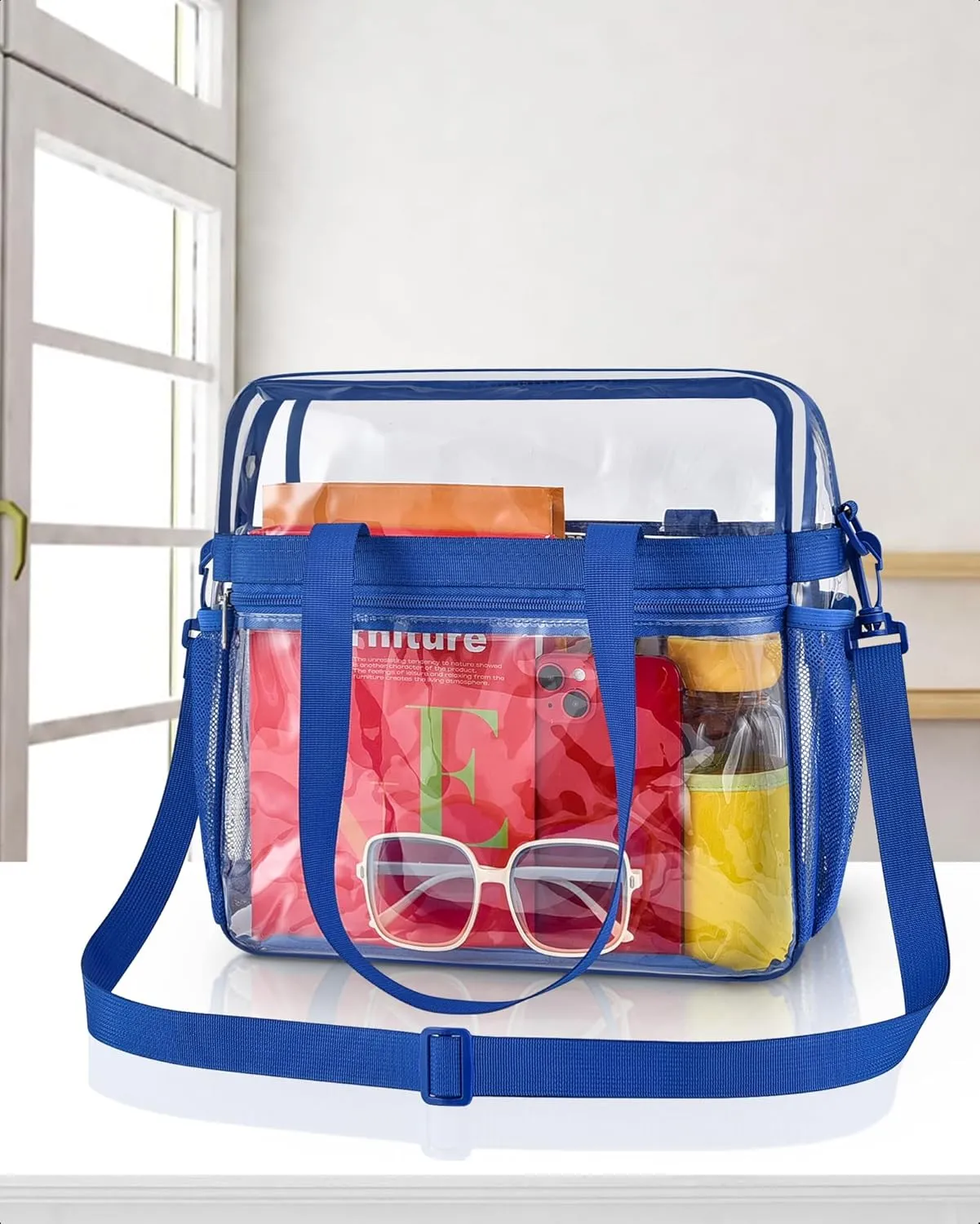 Paxiland Clear Bag for Stadium Events 12x6x12, Clear Tote Bag with Reinforced Strap, Transparent Bag for Sports Concert