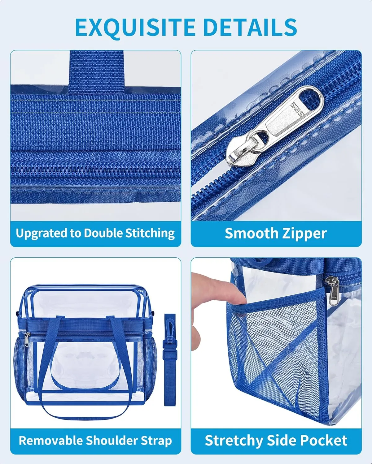 Paxiland Clear Bag for Stadium Events 12x6x12, Clear Tote Bag with Reinforced Strap, Transparent Bag for Sports Concert