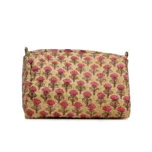 PEACELILY YELLOW QUILTED TOILETRY POUCH