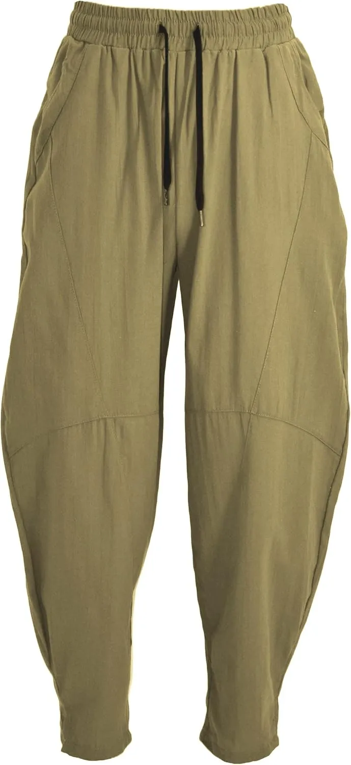 perdontoo Men's Linen Cotton Loose Fit Casual Lightweight Elastic Waist Summer Beach Pants