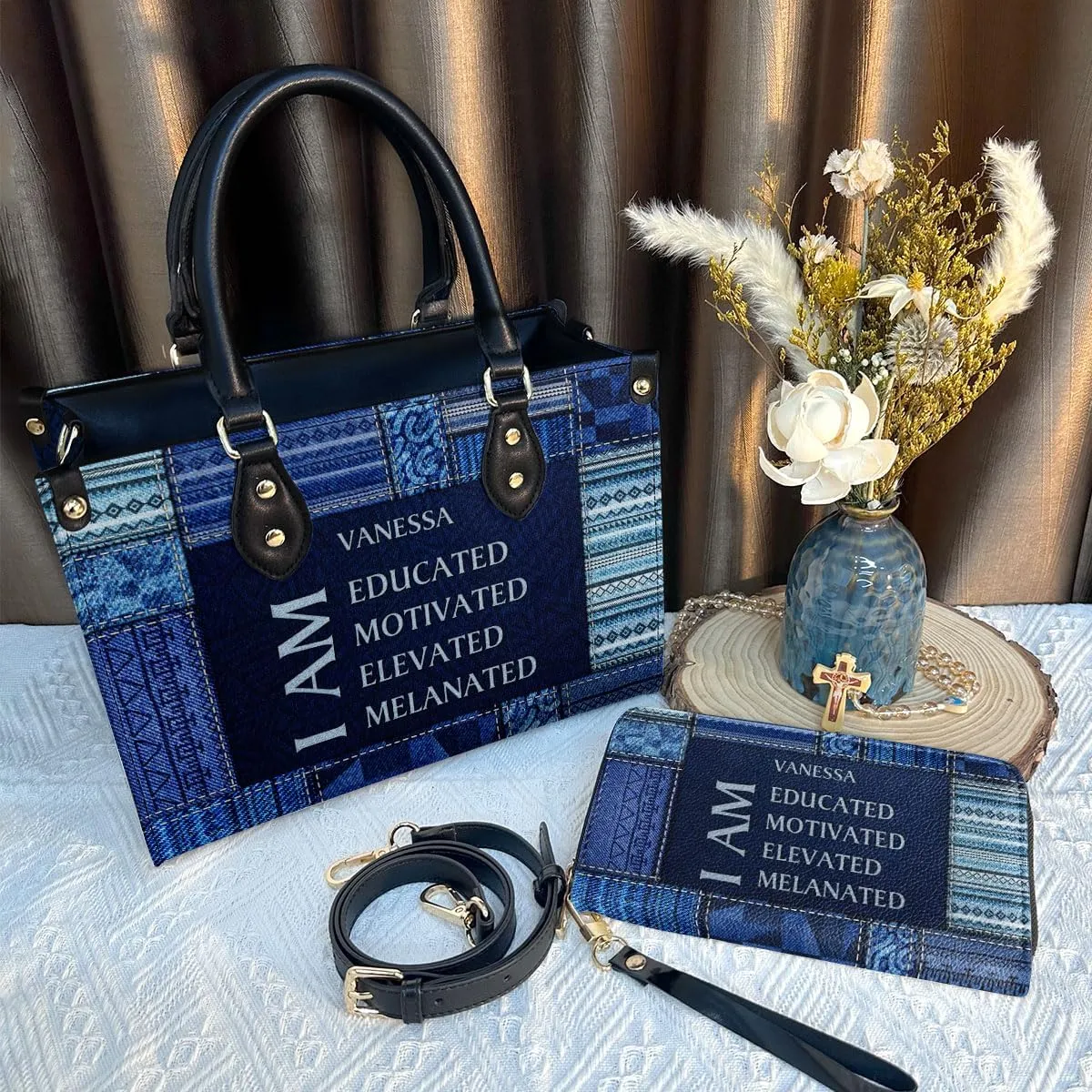 Personalized Leather Handbag For Women - Matching Design Purses And Wallet - Mothers Day Gifts For Women