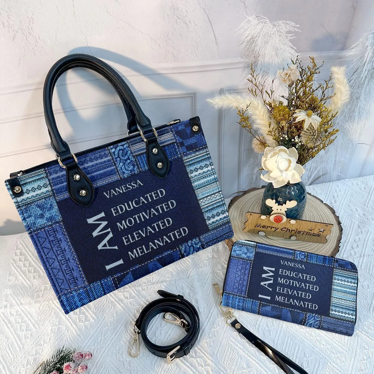 Personalized Leather Handbag For Women - Matching Design Purses And Wallet - Mothers Day Gifts For Women