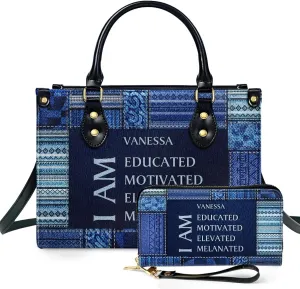 Personalized Leather Handbag For Women - Matching Design Purses And Wallet - Mothers Day Gifts For Women