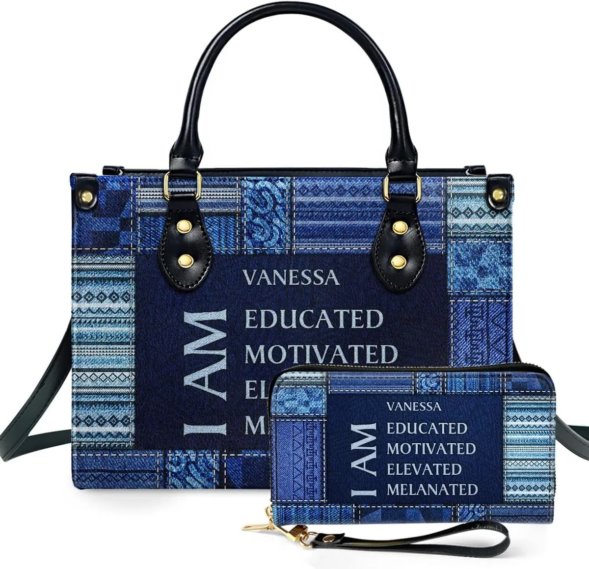 Personalized Leather Handbag For Women - Matching Design Purses And Wallet - Mothers Day Gifts For Women