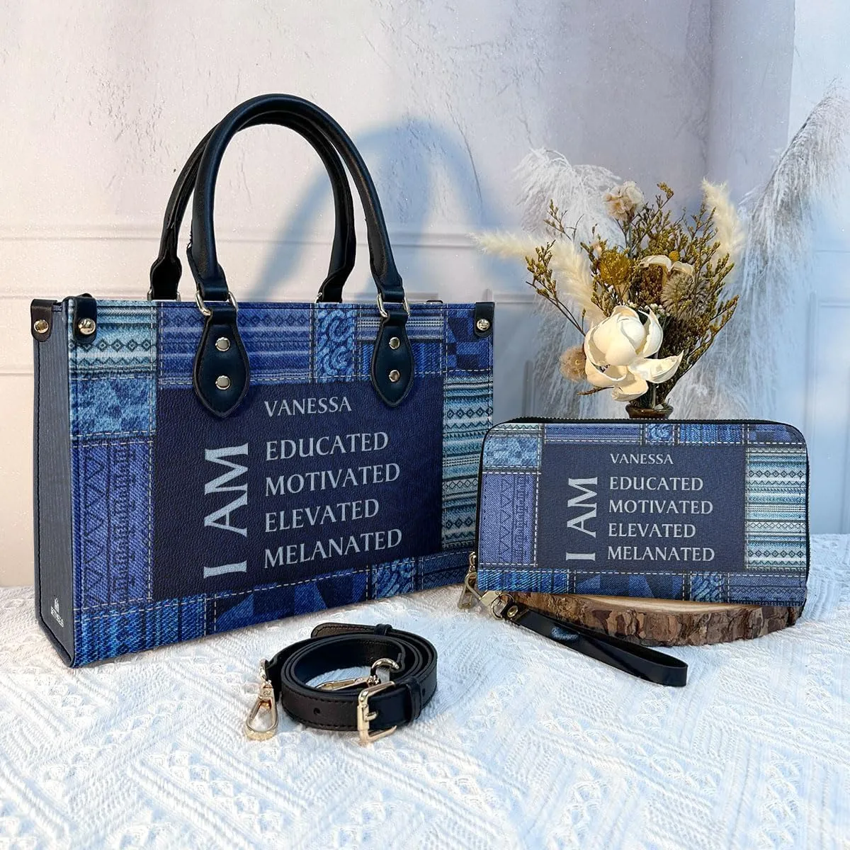 Personalized Leather Handbag For Women - Matching Design Purses And Wallet - Mothers Day Gifts For Women