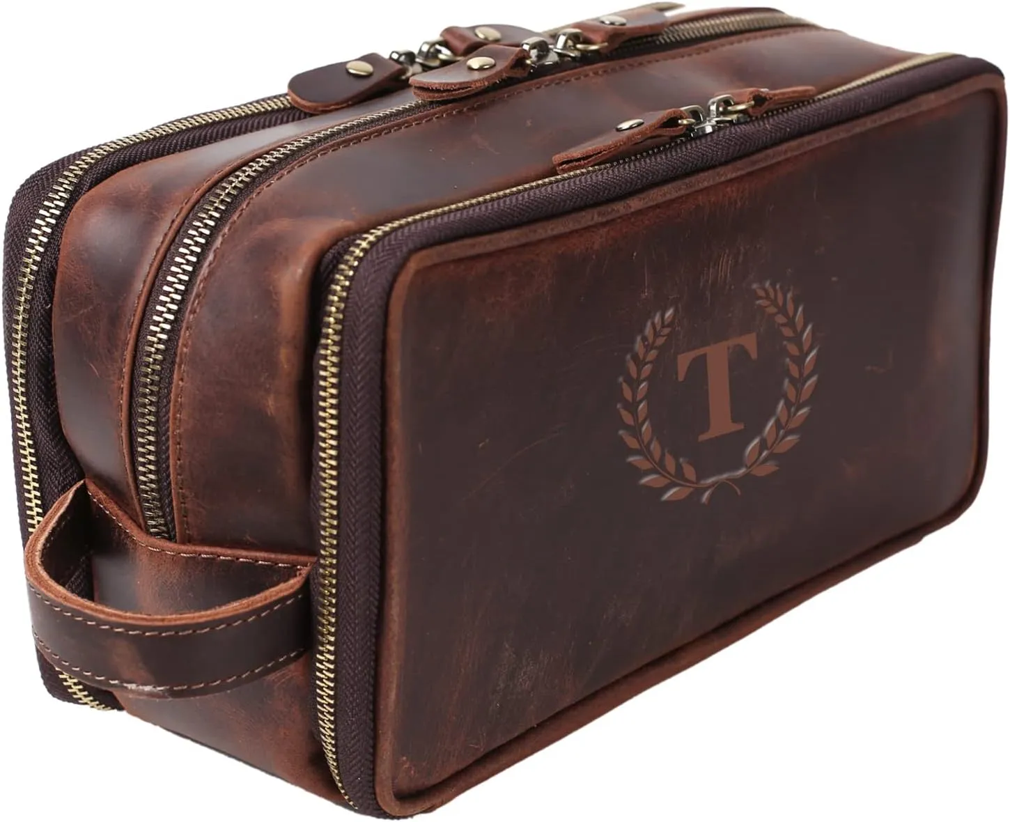 Personalized Leather Toiletry Bag for Men, 1/3/6pcs Wedding Gift Travel Shaving Dopp Kit - Cosmetic Bags Toiletries Bathroom Organizer - Groomsmen Gift(B1pc)