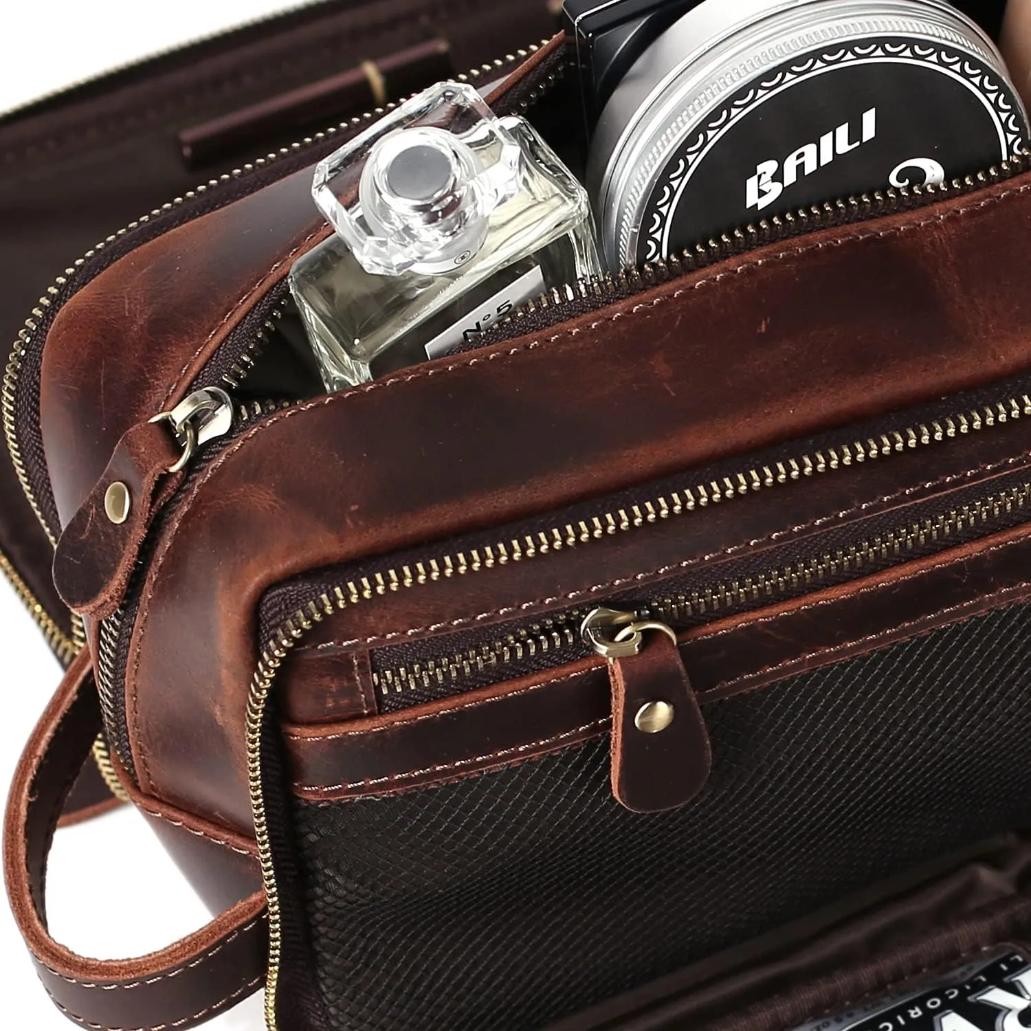 Personalized Leather Toiletry Bag for Men, 1/3/6pcs Wedding Gift Travel Shaving Dopp Kit - Cosmetic Bags Toiletries Bathroom Organizer - Groomsmen Gift(B1pc)
