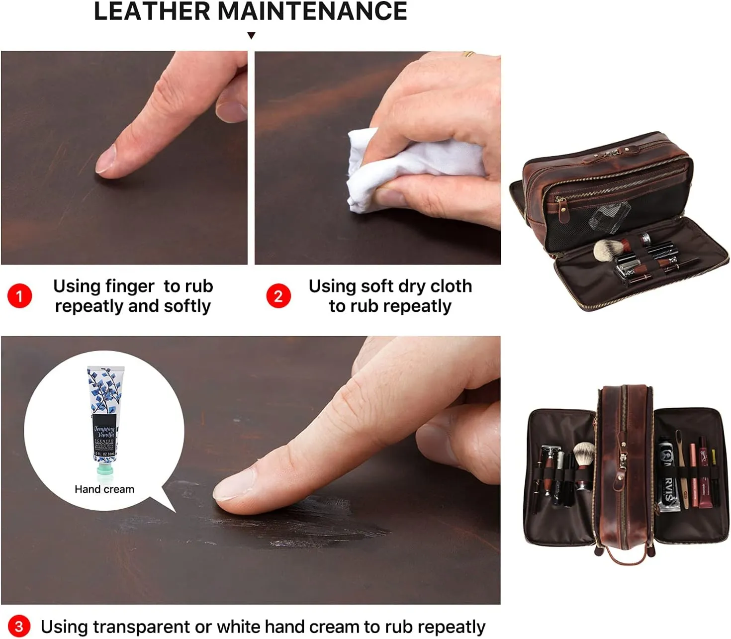 Personalized Leather Toiletry Bag for Men, 1/3/6pcs Wedding Gift Travel Shaving Dopp Kit - Cosmetic Bags Toiletries Bathroom Organizer - Groomsmen Gift(B1pc)