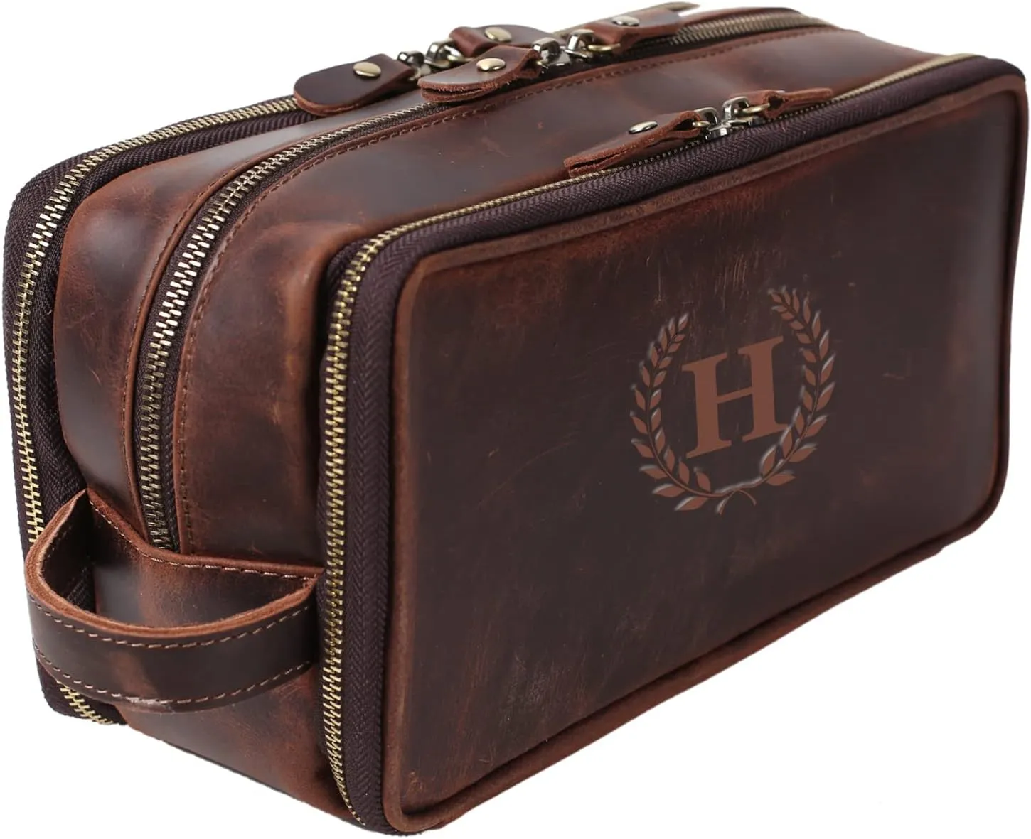 Personalized Leather Toiletry Bag for Men, 1/3/6pcs Wedding Gift Travel Shaving Dopp Kit - Cosmetic Bags Toiletries Bathroom Organizer - Groomsmen Gift(B1pc)
