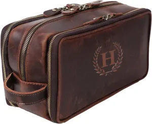 Personalized Leather Toiletry Bag for Men, 1/3/6pcs Wedding Gift Travel Shaving Dopp Kit - Cosmetic Bags Toiletries Bathroom Organizer - Groomsmen Gift(B1pc)