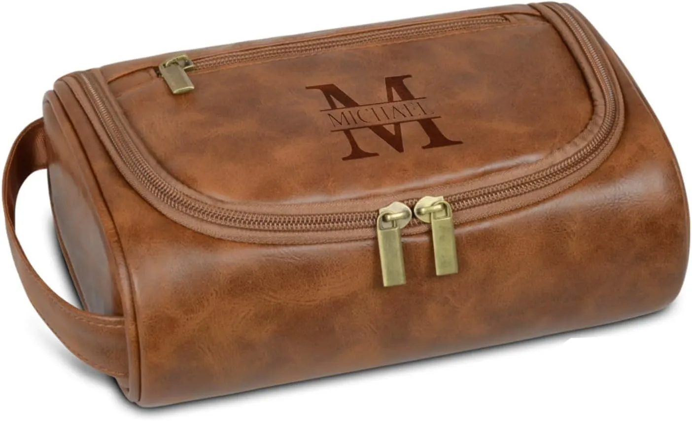 Personalized Leather Toiletry Bag for Men -Father's Day Gift Custom Name Engraved, Multi-Compartment Travel Organizer, Durable Men's Grooming Kit Bag, Ideal Gift for Dad, Husband, Boyfriend, Birthday