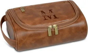 Personalized Leather Toiletry Bag for Men -Father's Day Gift Custom Name Engraved, Multi-Compartment Travel Organizer, Durable Men's Grooming Kit Bag, Ideal Gift for Dad, Husband, Boyfriend, Birthday