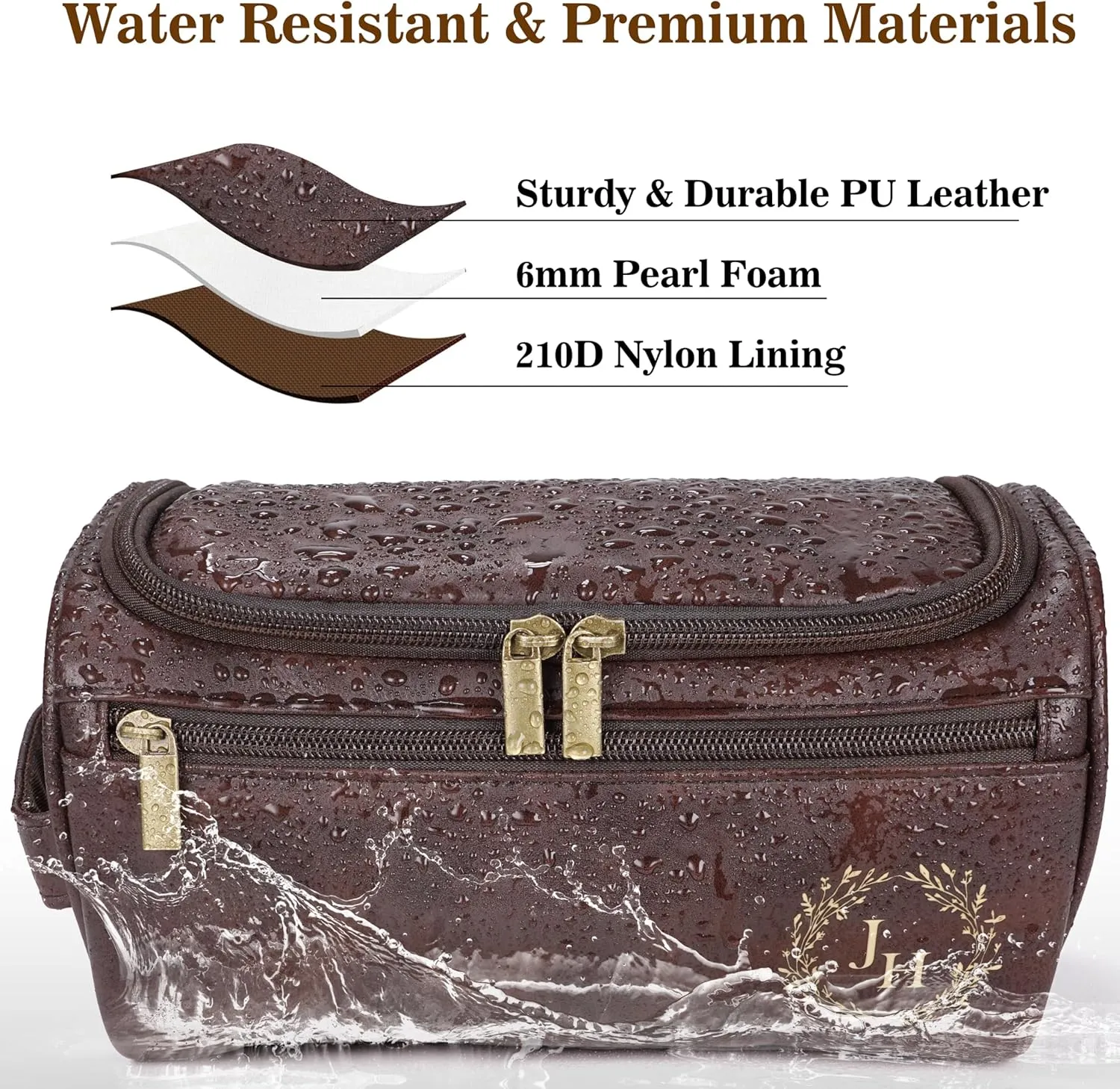 Personalized Leather Toiletry Bag for Men–Custom with Name & Initials,Perfect for Shaving and Travel Storage,Gift for Men– Anniversary, Birthday or Groomsmen Gifts - Brown