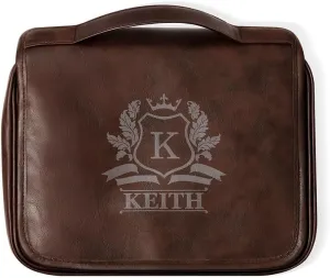 Personalized Toiletry Bag for Men, 3-in-1 Custom Leather Toiletry Bag Travel Organizer Bag, Laser Engraved Name Monogram Shaving Kit Gift For Him Husband Father Dad Dop